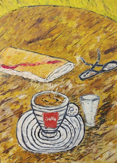 Картина под названием "coffe break" - João Miranda, Подлинное произведение искусства, Масло