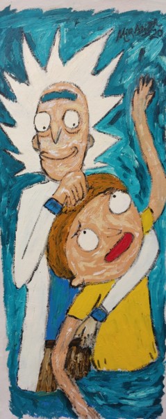Painting titled "RIck And Morty Happ…" by João Miranda, Original Artwork, Oil