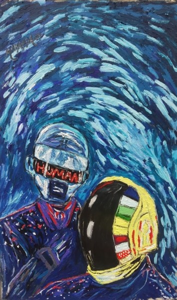 Painting titled "Daft Punk" by João Miranda, Original Artwork, Oil