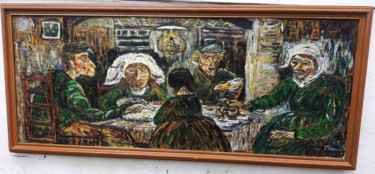 Painting titled "Potato Eaters , acc…" by João Miranda, Original Artwork, Oil