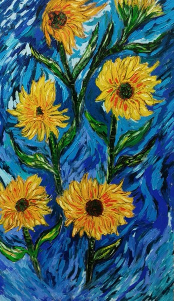 Painting titled "The sunflowers" by João Miranda, Original Artwork, Oil