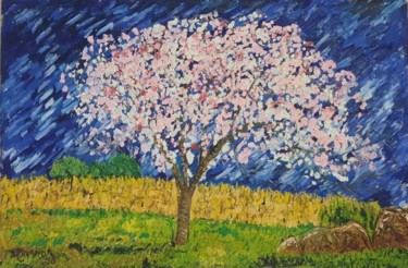 Painting titled "the almond tree" by João Miranda, Original Artwork, Oil