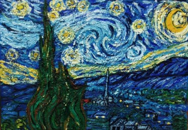 Pittura intitolato "starry night, my th…" da João Miranda, Opera d'arte originale, Olio