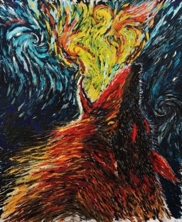 Painting titled "Wolf" by João Miranda, Original Artwork, Oil
