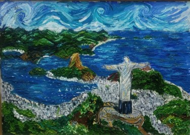 Malerei mit dem Titel "christ the redeemer" von João Miranda, Original-Kunstwerk, Öl