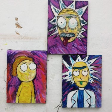 Malerei mit dem Titel "Rick and Morty Trip…" von João Miranda, Original-Kunstwerk, Öl