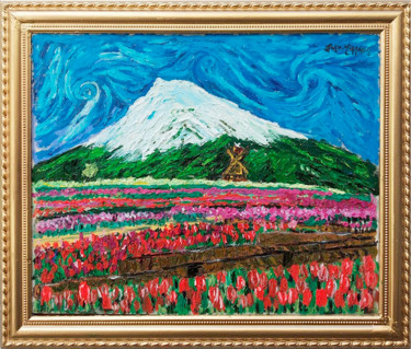 Malerei mit dem Titel "Mount Fuji Japan" von João Miranda, Original-Kunstwerk, Öl