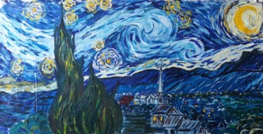 Ζωγραφική με τίτλο "Starry Night 6 Vers…" από João Miranda, Αυθεντικά έργα τέχνης, Λάδι
