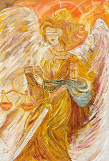 Malerei mit dem Titel "God of Justice" von João Miranda, Original-Kunstwerk, Öl