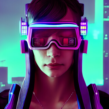 Digital Arts titled "Cyberpunk warrior" by João Miranda, Original Artwork, Digital Painting