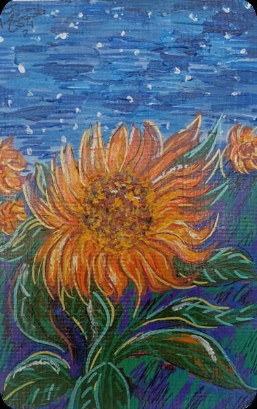 Картина под названием "The sunflower 2024…" - João Miranda, Подлинное произведение искусства, Акрил