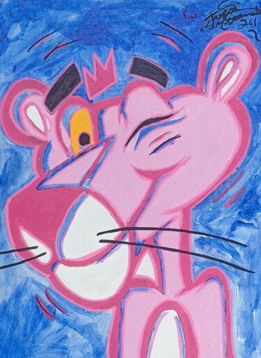 Peinture intitulée "Pink the Panthera" par João Miranda, Œuvre d'art originale, Acrylique