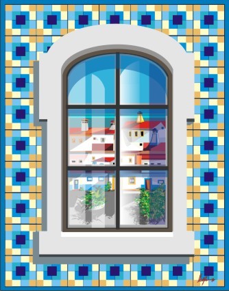 Desenho intitulada "janela, azulejos" por João Beja, Obras de arte originais