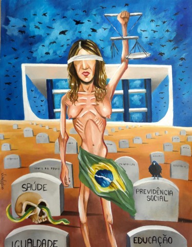Painting titled "Injustiça" by João Carlos, Original Artwork, Oil