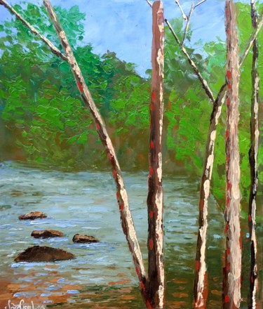 绘画 标题为“árvores beira rio” 由João Carlos, 原创艺术品, 油