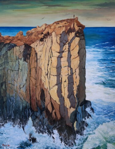 Painting titled "The big rock" by Joaquim Pancho, Original Artwork, Oil