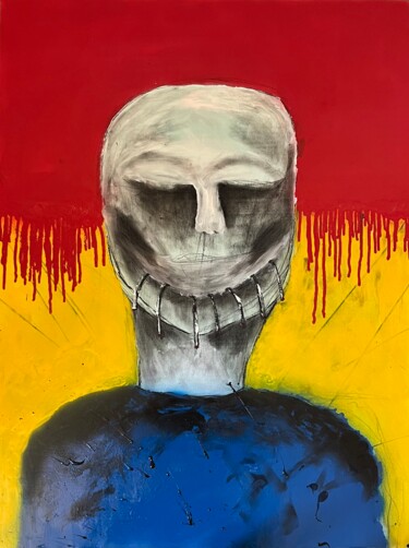 Painting titled "Bleeding" by Joaquin, Original Artwork, Spray paint Mounted on Wood Panel