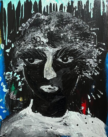 Painting titled "Self portrait #1" by Joaquin, Original Artwork, Acrylic Mounted on Wood Panel