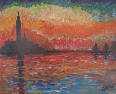 Malerei mit dem Titel "sunset-monet-joaqui…" von Joaquín A. Sales, Original-Kunstwerk, Acryl