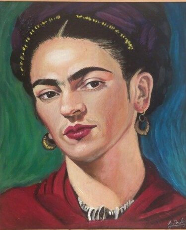 Painting titled "Frida Kahlo portrait" by Joaquín A. Sales, Original Artwork, Acrylic