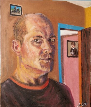 Painting titled "Self portrait" by Joaquín A. Sales, Original Artwork, Acrylic