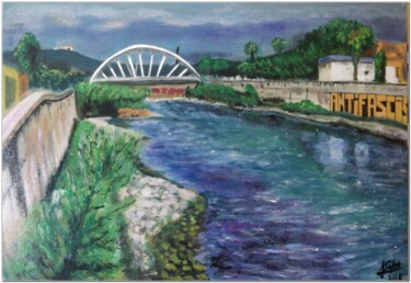 Peinture intitulée "Le pont sur le cerv…" par Joaquín A. Sales, Œuvre d'art originale, Acrylique