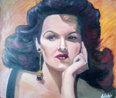Painting titled "Pinup at the sun" by Joaquín A. Sales, Original Artwork, Oil