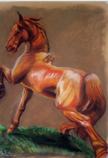 Peinture intitulée "Coper  horse pastel" par Joaquín A. Sales, Œuvre d'art originale, Pastel