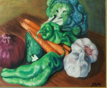 Painting titled "Nature morte" by Joaquín A. Sales, Original Artwork, Oil