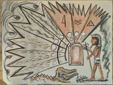 Dessin intitulée "La Porte d'Egipte" par Joaquín A. Sales, Œuvre d'art originale, Conté