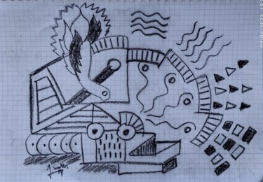 Disegno intitolato "Time machine.drawing" da Joaquín A. Sales, Opera d'arte originale, Matita