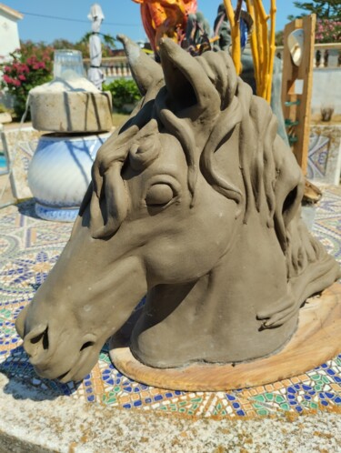 Escultura intitulada "Horse head" por Joaquín A. Sales, Obras de arte originais, Terracota