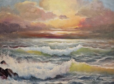 Pintura titulada "Mar al crepúsculo" por Joaquin Sabaté Casanova (Quimet Sabaté Casanova), Obra de arte original, Oleo