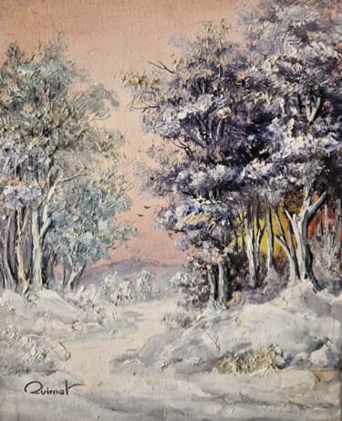 Pintura titulada "Camino nevado" por Joaquin Sabaté Casanova (Quimet Sabaté Casanova), Obra de arte original, Oleo Montado e…