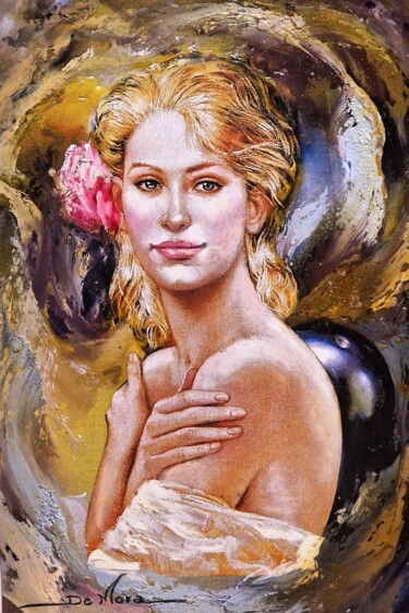 Pintura titulada "Joven de la flor" por Joaquin Sabaté Casanova (Quimet Sabaté Casanova), Obra de arte original, Pintura Dig…