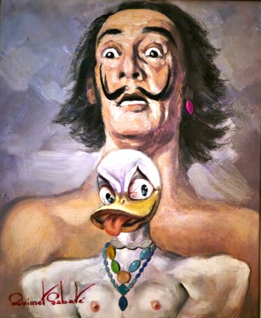 Peinture intitulée "Dalí-Donald" par Joaquin Sabaté Casanova (Quimet Sabaté Casanova), Œuvre d'art originale, Huile