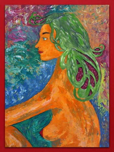 Painting titled "Dama art nouveau co…" by Joaquín Prior Art, Original Artwork, Acrylic