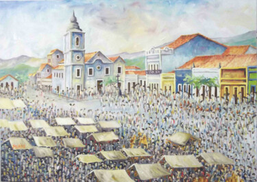 Pintura intitulada "Feira de Caruaru" por Joaz Silva, Obras de arte originais, Óleo