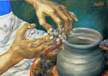 Pintura intitulada "Mãos que faz" por Joaz Silva, Obras de arte originais, Óleo