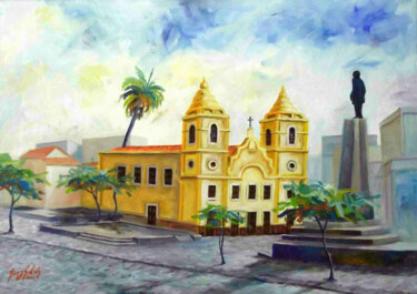 Painting titled "Igreja N-Senhora da…" by Joaz Silva, Original Artwork, Oil