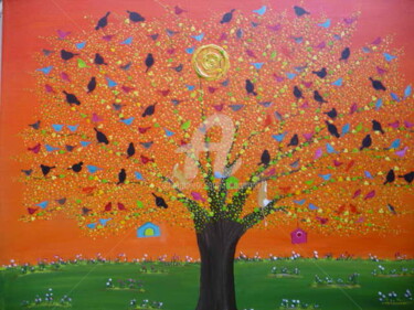 Peinture intitulée "l'arbre de vie" par Jo  Baumann, Œuvre d'art originale