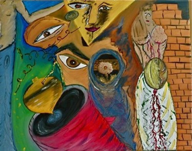 Painting titled "Cafe Kabalah" by Jobert, Original Artwork