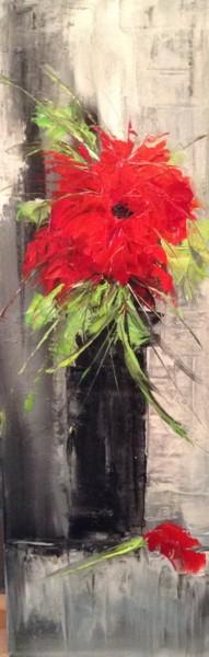 Painting titled "Rouge et noir" by Jocelyne Lemieux, Original Artwork, Oil Mounted on Wood Stretcher frame