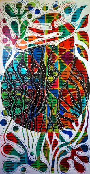 Malarstwo zatytułowany „달의 재규어 / Jaguar Lun…” autorstwa Jocelyn Akwaba Matignon, Oryginalna praca, Akryl
