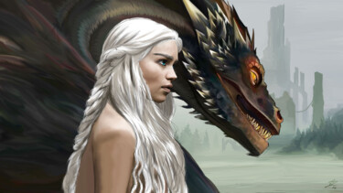 Digital Arts titled "khaleesi" by Jocelyn Bouget (crealab), Original Artwork, Digital Painting