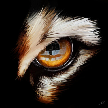Arts numériques intitulée "1/4 Oeil Tigre" par Jocelyn Bouget (crealab), Œuvre d'art originale, Peinture numérique
