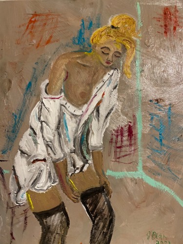 Peinture intitulée "The walk of shame" par Jocelyn Blain, Œuvre d'art originale, Huile