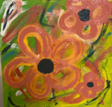 Painting titled "Orange poppy" by Jocelyn Blain, Original Artwork, Oil