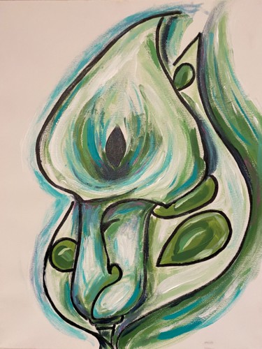 Painting titled "Green Calli" by Jocelyn Blain, Original Artwork, Oil