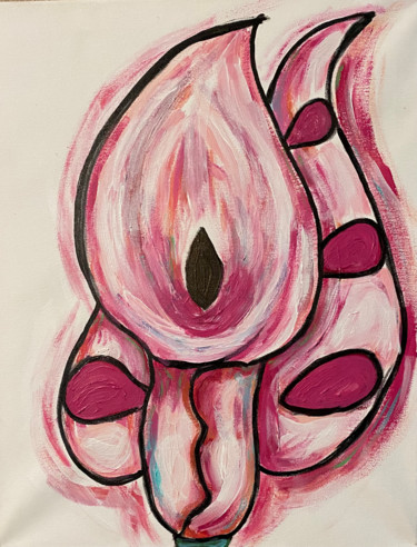 Painting titled "Pink Calli" by Jocelyn Blain, Original Artwork, Oil